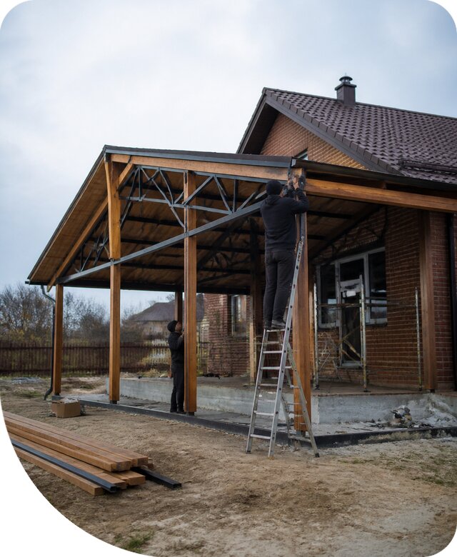 Пристройка навеса к дому и участку в Бирске под ключ